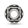 Black Bow Jewelry Sterling Silver Antiqued Artisan Divided Oval Design Bead Charm - 2 of 4