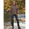 Women's Oversized Batwing Sweaters Fall Outfits Crewneck Knit Side Slit Fashion Pullover Tops - 2 of 4