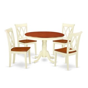 Round Dining Set 5pc - 42 Inch Table & 4 Chairs - Baroque Style Kitchen Set - 1 of 4