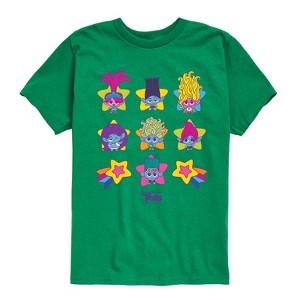 Boys' - Trolls - Tiny Star Grid Branch and Friends Short Sleeve Graphic T-Shirt - 1 of 4