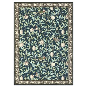 10'x13' Washable Botanical Farmhouse Living Room Bedroom Rugs, Soft Ultra Thin Floor Carpet for Nursery Dining Room Office, Blue - 1 of 4