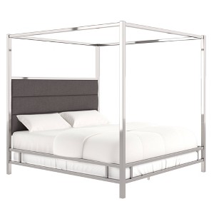 King Manhattan Canopy Bed with Horizontal Panel Headboard Charcoal - Inspire Q, Grey