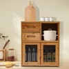 YIYIBYUS Small Bamboo Kitchen Pantry Sideboard with 2 Doors, Freestanding Countertop Storage Cabinet-16.5¡±W - 2 of 4