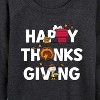Women's - Peanuts - Happy Thanksgiving Icons Lightweight French Terry Wide Neck Long Sleeve Shirt - 2 of 4