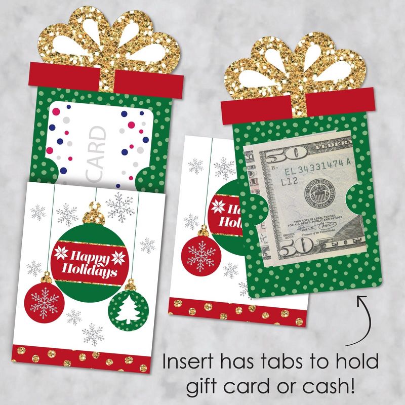 Big Dot of Happiness Ornaments - Holiday and Christmas Party Money and Gift Card Sleeves - Nifty Gifty Card Holders - 8 Ct, 3 of 9
