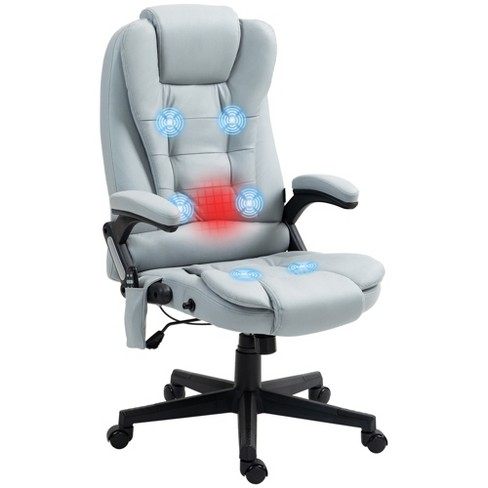 Vinsetto 6 Point Vibration Massage Office Chair, PU Leather Heated Reclining Computer Chair With Footrest, Black