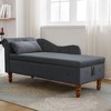 Bedroom Velvet Chaise Longue With Storage, Pillow and Nailhead Accents - ModernLuxe - 4 of 4
