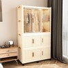 ORRD Portable Wardrobe Closet Organizer with 9 Magnetic Doors, 9-Cube Clothes Storage Cabinet with Hanging Rod & 6 Hangers, Baby Dresser, White - 3 of 4