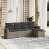 vidaXL Garden Sofa Set Grey Poly Rattan, Powder-Coated Steel 5 Seater - 2 of 4