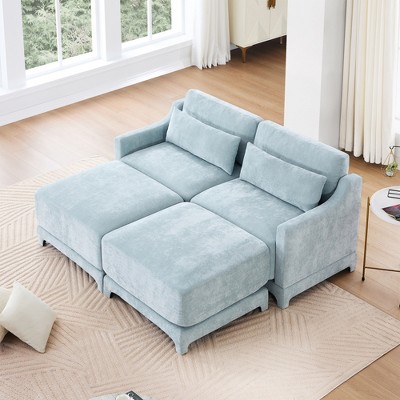 Christopher Knight Home Rex 73" Chenille Upholstered 2 Seat Sectional Sofa with Two Ottomans