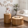 NicBex Retro Style Cylindrical Coffee Table with Vertical Texture Relief Design,Wooden Side Tables,Center Table for Living Room - 2 of 4