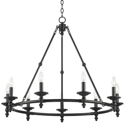 Stiffel 35" Wide Hartley Black Finish 9-Light Chandelier