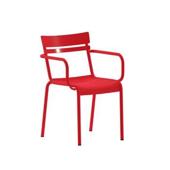 Flash Furniture Nash Commercial Grade Steel Indoor-Outdoor Stackable Chair with 2 Slats and Arms