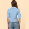 Allegra K Women's Sweet Short Bubble Sleeve Peter Pan Collar Peplum Blouses - 3 of 4