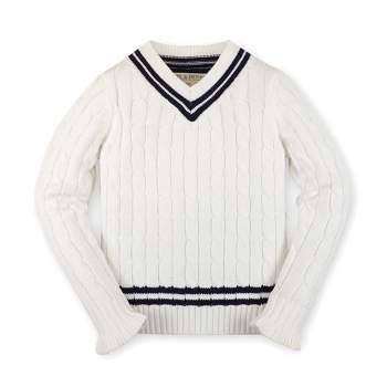 Hope & Henry Girls' Long Sleeve V-Neck Cricket Sweater, Kids