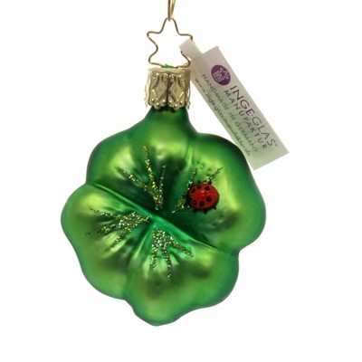 Inge Glas 2.5" Clover Luck Ornament Saint Patricks Lady Bug  -  Tree Ornaments