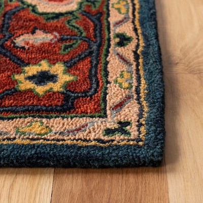 Heritage Blue and Red Hand-Tufted Wool Area Rug 4' x 6'