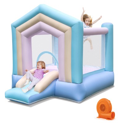 Infans Kids Bounce House with Slide Basketball Rim Manual Pump 350W Blower Included