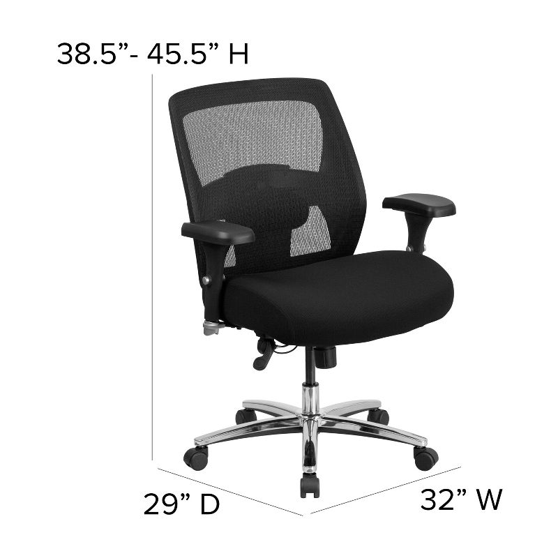 Flash Furniture HERCULES Series 24/7 Intensive Use Big & Tall 500 lb. Rated Black Mesh Executive Ergonomic Office Chair with Ratchet Back, 5 of 14