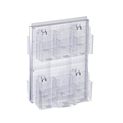 Clear Plastic Double-Sided Revolving Pegboard Display with Brochure Pockets
