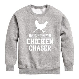 Boys' - Instant Message - Professional Chicken Chaser Graphic Long Sleeve Fleece Sweatshirt - 1 of 4