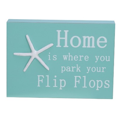 Beachcombers Park Your Flip Flops Coastal Plaque Sign Wall Hanging Decor Decoration For The Beach 7 x 5 x 0.5 Inches.