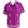 LA LEELA Women's Casual Blouse Shirt Solid Blouses Short Sleeve Button Down Dress Tops Tee Hawaiian Shirts for Women - 4 of 4