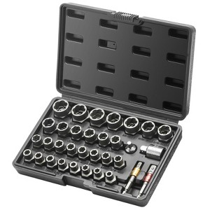 VEVOR Bolt Extractor Set, 29-Piece Bolt and Nut Remover Set, 6mm to 10mm, 13/32" to 3/4", CR-MO Steel Extraction Socket Set with Storage Case, black - 1 of 4