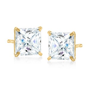 Ross-Simons 3.00 ct. t.w. Princess-Cut CZ Stud Earrings in 14kt Yellow Gold - 1 of 4