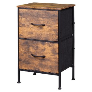 Nightstand with 2 Drawers, Bedside Furniture for Bedroom, College Dorm, End Table with Fabric Bins, Dormitory - 1 of 4