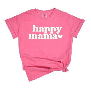 Simply Sage Market Women's Happy Mama Puff Print Short Sleeve Garment Dyed Tee - 1 of 4