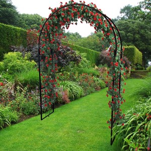 Metal Garden Arch, 86" H Garden Arch Arbor Trellis for Climbing Plants, Roses, Vines, Wedding Archway Decor for Lawn, Patio,Party, Backyard - 1 of 4