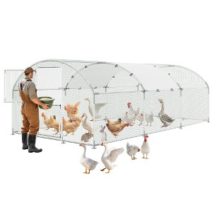Heavy Duty Metal Chicken Coop with Split Door, Escape-Proof Outdoor Poultry Cage with Run, Steel Frame with Waterproof & UV-Resistant Dome Roof Cover - 1 of 4