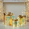 LED Lighted Holiday Package Trio – Gold Woven Gift Boxes 3 Sizes by Melrose - 2 of 4