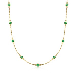 Ross-Simons 2.20 ct. t.w. Emerald Station Necklace in 18kt Gold Over Sterling - 1 of 4