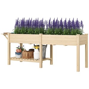 Aghana Digitals Carbonized Fir Wood Elevated Garden Bed with 2 Planting Boxes, Foldable Side Table, - 1 of 4
