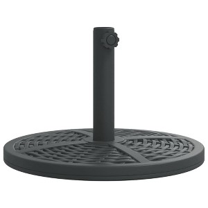 vidaXL Parasol Base - 17.7" Round 26.5 lb, Black with Rattan Pattern, Fits 1.5"/1.9" Poles, PE and Concrete Construction - 1 of 4