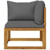 vidaXL Sectional Corner Sofa & Dark Gray Cushion Solid Acacia Wood - 2 of 4