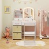 Tangkula Kids Vanity Set Princess Makeup Desk & Chair w/ Mirror & Lights Open Shelves - 3 of 4