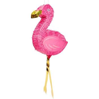 Small Tropical Flamingo Pinata, Summer, Luau, and Pool Party Supplies, 16 X 13 X 3 inches