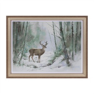 Framed Woodland Deer Print 16"L - 1 of 2