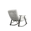 TiramisuBest Folding Rocking Chair with Adjustable Back & Footrest, Teddy Fabric Lounge Chair with Side Pockets for Living Room, Nursery–White - 4 of 4