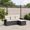 vidaXL 4 Piece Patio Sofa Set with Cushions Beige Poly Rattan - Black and Cream without storage - 2 of 4