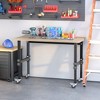 HOMCOM Work Bench with Height Adjustable Legs, Bamboo Tabletop Workstation Tool Table on Wheels for Garage, Weight Capacity 1320 Lbs - 2 of 4