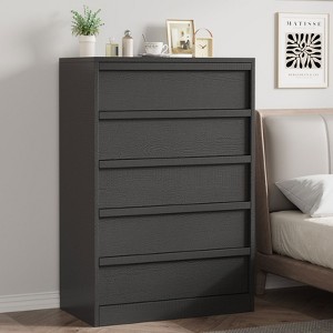 5 drawer black dresser for bedroom SUGIFT 5 Drawer Dresser Black Dresser Chest for Bedroom