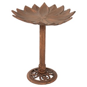 Sunnydaze Garden Lotus Cast Aluminum Metal Bird Bath - Copper Patina - 16.5" - 1 of 4