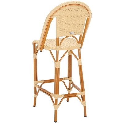 Natural Faux Wicker and Aluminum Outdoor Bar Stool