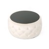 CAVINAS 30" Round Ottoman, Modern Velvet Coffee Table with Tempered Glass Tabletop for Living Room, Bedroom - 4 of 4