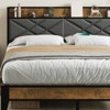 Coucheta Metal Bed Frame - Charging Station & Storage Shelf, Upholstered Headboard, Steel Slats, No Box Spring - 3 of 4