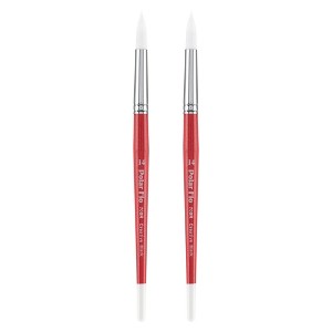 Creative Mark Polar Flo Professional Watercolor Brushes - Round Packs of 2  - Short Handle, Nickel-Plated Seamless Brass Ferrule - Art Paint Brushes - 1 of 4